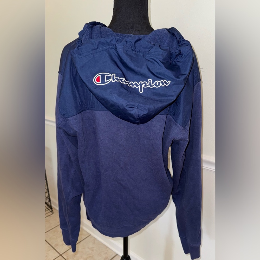 Champion Navy Blue Half-Zip Pullover Hoodie – Size Medium - Picture 4 of 4